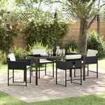 vidaXL Ensemble de salle à manger de jardin 5 pièces avec coussins en rattan poly noir