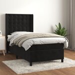 vidaXL Sommier à lattes de lit avec matelas Noir 90x190 cm Velours