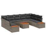 vidaXL Ensemble de Canapés de Jardin de 6 Pièces avec Coussins Gris Rattan Poly Acacia