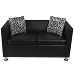 vidaXL Jeu de canapé à 2 places et à 3 places et fauteuil Noir