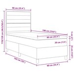 vidaXL Lit à ressort LED avec matelas Taupe 90 x 190 cm tissu