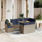 vidaXL Salon de jardin 9 Pièces avec coussins gris résine tressée
