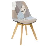 Chaise de salle à manger bois et lin gris 19_0000384