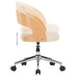 vidaXL Chaise pivotante de bureau Crème Bois courbé et similicuir