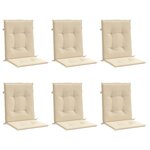 vidaXL Coussins de chaise de jardin à dossier bas lot de 6 beige