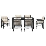 vidaXL Ensemble de salle à manger de jardin 7 pièces avec coussins Noir Poly Rattan