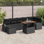 vidaXL Ensemble de canapé de jardin avec coussin 8 Pièces Noir