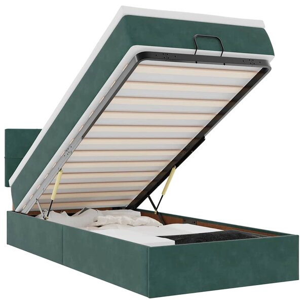 vidaXL Cadre de lit ottoman avec matelas vert foncé 100x200 cm velours