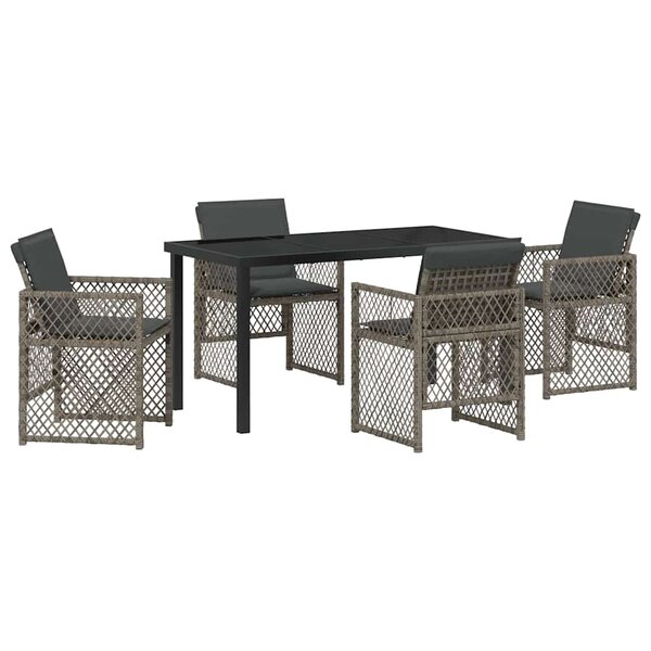 vidaXL Ensemble de salle à manger pour jardin 5 Pièces Gris polyrotin