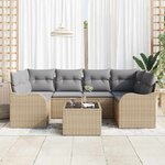vidaXL Ensemble de canapé de jardin avec coussin 7 Pièces Beige et gris