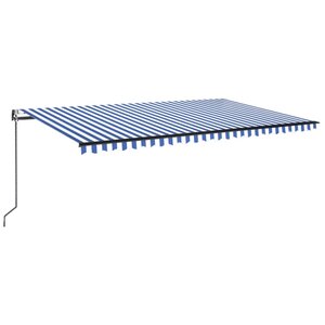 vidaXL Auvent automatique capteur de vent LED 500x350 cm Bleu et blanc