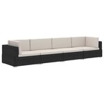 vidaXL Salon de jardin 4 Pièces avec coussins résine tressée noir