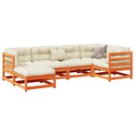 vidaXL Salon de jardin 6 Pièces avec coussins cire marron bois pin massif