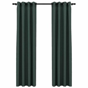 vidaXL Rideaux occultants Aspect lin avec œillets 2 Pièces Vert 140x245cm