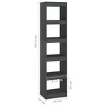 vidaXL Bibliothèque/Séparateur de pièce Gris 40x30x167 5 cm Pin massif