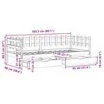 vidaXL Lit de jour et tiroirs sans matelas blanc 90x200 cm bois massif