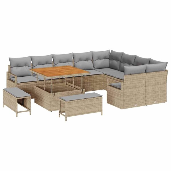 vidaXL Ensemble de canapé de jardin 12 Pièces Beige et Gris clair