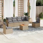 vidaXL Salon de jardin avec coussins 7Pièces mélange beige résine tressée