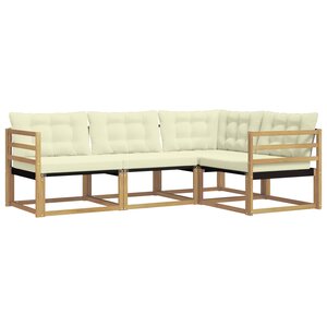 vidaXL Ensemble de canapés d'extérieur 4 pc Blanc et crème