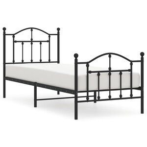 vidaXL Cadre de lit métal sans matelas avec pied de lit noir 80x200 cm