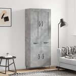 vidaXL Buffet haut Gris béton 69 5x34x180 cm Bois d'ingénierie