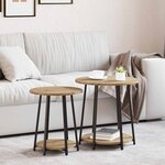 vidaXL Ensemble de tables d'appoint 2 Pièces Chêne artisanal et noir