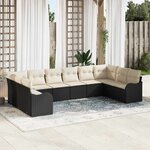 vidaXL Ensemble de canapé de jardin 10 Pièces Noir  blanc Poly rotin