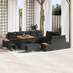 vidaXL Ensemble de canapé de jardin avec coussin 13 Pièces Noir