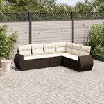 vidaXL Salon de jardin avec coussins 6 Pièces marron résine tressée