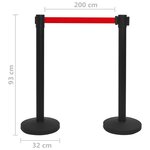vidaXL Colonnes avec bandes 4 Pièces Barrière d'aéroport Fer Noir