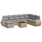 vidaXL Salon de jardin avec coussins 9 Pièces beige résine tressée