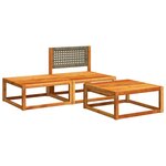 vidaXL Ensemble de canapés de jardin 3 pièces avec coussins en bois d'acacia et rotin