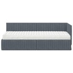 vidaXL Cadre de lit d'angle avec matelas 2 Pièces Gris Velours