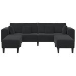 vidaXL Canapé en velours avec coussin 3 Pièces Noir 208 cm Velours