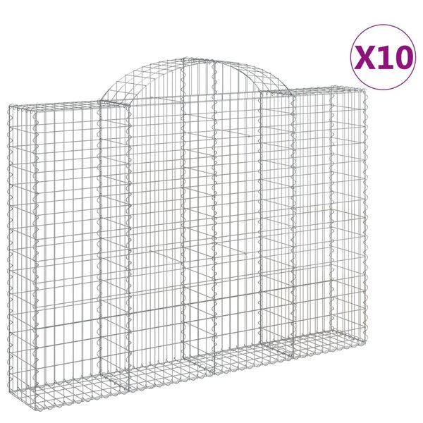 vidaXL Paniers à gabions arqués 10 Pièces 200x30x140/160 cm Fer galvanisé