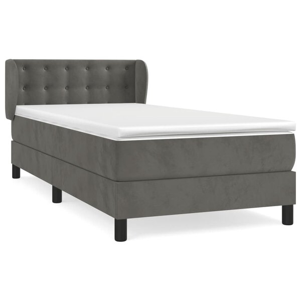 vidaXL Sommier à lattes de lit et matelas Gris foncé 90x200 cm Velours