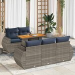 vidaXL Salon de jardin 6 Pièces avec coussins gris résine tressée
