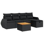 vidaXL Salon de jardin 6 Pièces avec coussins noir résine tressée