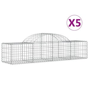 vidaXL Paniers à gabions arqués 5 Pièces 200x50x40/60 cm fer galvanisé