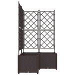 vidaXL Bac à fleurs avec Treillis 3 Pièces Marron 80 x 80 x 143 cm PP