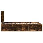 vidaXL Cadre de lit Chêne fumé 135 x 190 cm Bois de pin massif