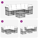 vidaXL Ensemble de canapés d'extérieur 6 Pièces Noir et Gris foncé