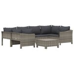 Salon de jardin meuble d'extérieur ensemble de mobilier 7 pièces avec coussins gris résine tressée 02_0017209