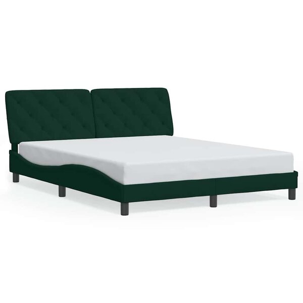 vidaXL Cadre de lit sans matelas vert foncé 160x200 cm velours