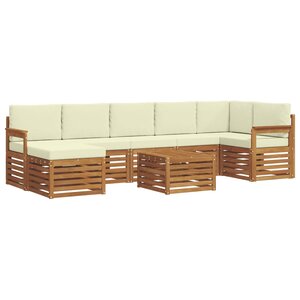 vidaXL Ensemble de canapés d'extérieur 8 pc Naturel et Crème