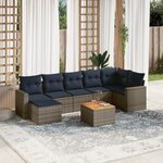 vidaXL Salon de jardin 8 Pièces avec coussins gris résine tressée