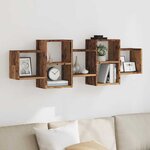 vidaXL Étagère murale vieux bois 129x18x42 cm bois d'ingénierie
