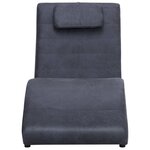 vidaXL Chaise longue avec oreiller Gris Similicuir daim