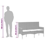 vidaXL Banc de jardin à 3 places avec coussins noir résine tressée