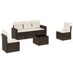 vidaXL Salon de jardin avec coussins 6 Pièces marron résine tressée